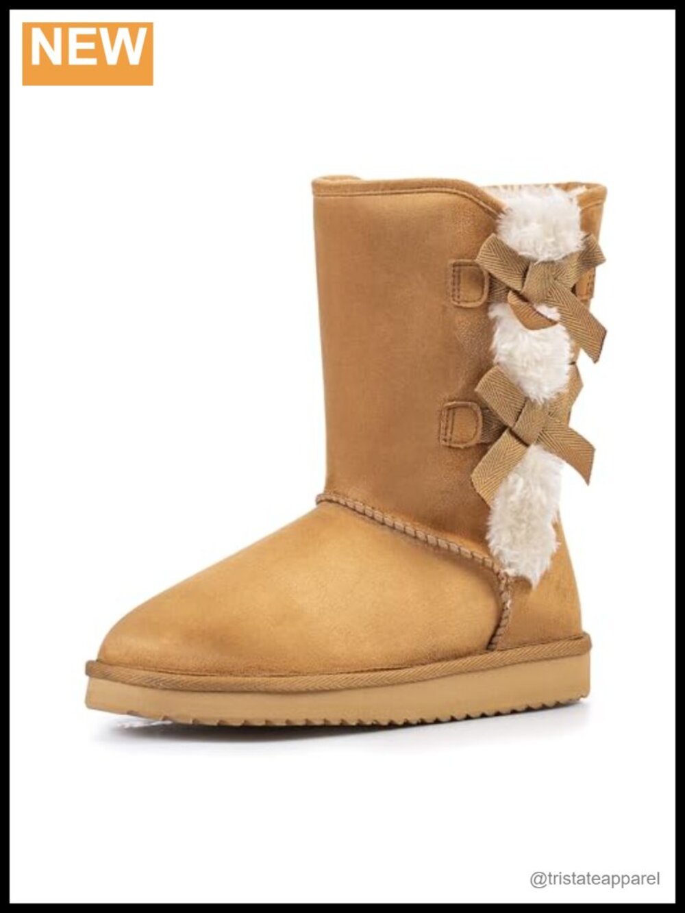 Women's Suede Mid-Calf Snow Boots Faux Fur Lined Winter Boots Bow Non-Slip
